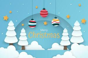 Christmas background in paper style design vector