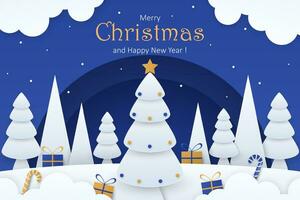 Christmas background in paper style design vector