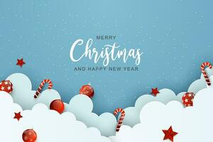 Christmas background in paper cut style vector