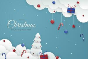 Christmas background in paper style design vector