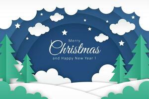 Christmas background in paper style design vector