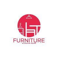 Furniture logo design with creative concept, Interior logo vector template