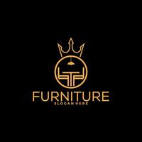 King Furniture logo design with creative concept, Interior logo vector template