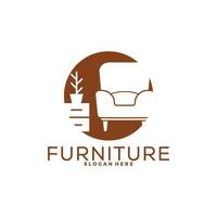 Furniture logo design with creative concept, Interior logo vector template