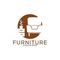 mueble logo diseño con creativo concepto, interior logo vector modelo