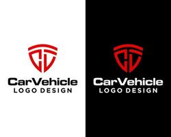 Letter CV monogram car emblem logo design. vector