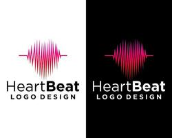 Geometric abstract shape heartbeat logo design. vector