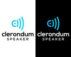 Letter C monogram speaker megaphone voice volume logo design. vector