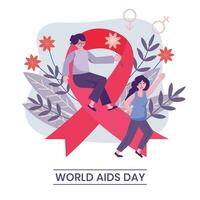 mundo SIDA día en un plano diseño estilo. dibujado a mano vector ilustración.