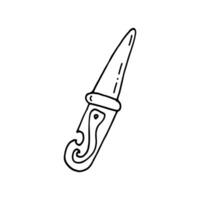 Knife, a cutting tool consisting of a blade and a handle. Doodle. Vector illustration. Hand drawn. Outline.