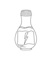 Witch poison bottle, fiol for making magic, cooking potion vector illustration, simple outline doodle hand drawn image for Halloween holiday celebrations