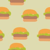 Vector hand drawn burger pattern. seamless burger pattern background design.