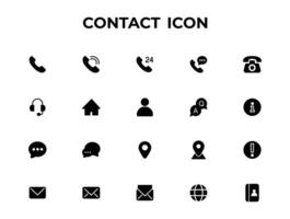 Universal contact icons set. Flat vector illustration.