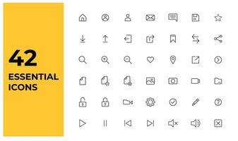 UX UI line icon set. basic essential ux ui kit. vector