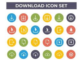 Download buttons icons. flat icon set vector