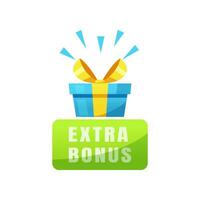 Extra bonus label banner gift box vector