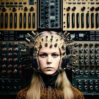 Synth Siren A Futuristic Ode to AI Harmony   Great modular synth   generative ai photo