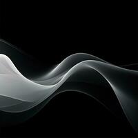 Elegant black and white background with waves. Smooth gradient, glow, neon. Banner design, place for text. Generative AI photo