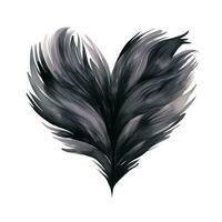 Watercolor illustration of a heart in black. Isolated clipart on white background. Generative AI photo
