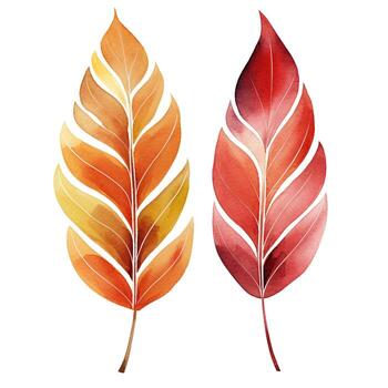 Abstract watercolor autumn leaves in boho style. Generative AI photo