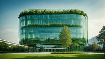 Sustainable green building. Ai Generated photo