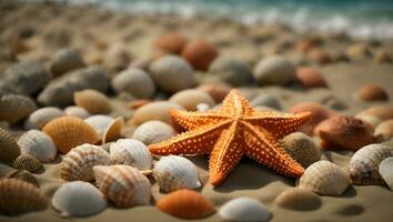 starfish between shells. Ai Generated photo