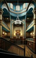 Interior of an English Synagogue in the Style of Princes Road Synagogue in Liverpool   generative AI photo