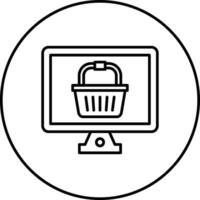 icono de vector de cesta de compras en línea
