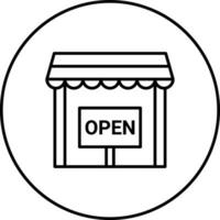 icono de vector abierto de tienda