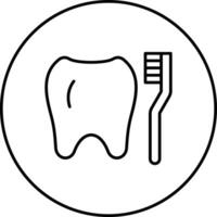 Cleaning Tooth with Brush Vector Icon