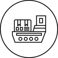 icono de vector de barco de carga