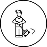 Man Sweeping Floor Vector Icon