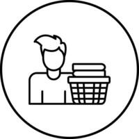 Man Doing Laundry Vector Icon