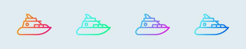 Yacht line icon in gradient colors. Ship signs vector illustration.