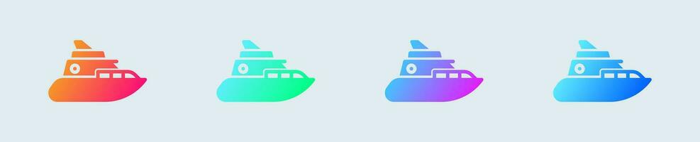 Yacht solid icon in gradient colors. Ship signs vector illustration.