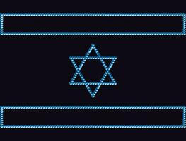 Israeli flag on a dark mournful background. Symbols of Israel based on the Penrose triangle. Monolithic basis of Israeli symbols based on unusual figures with violations of the laws of geometry vector
