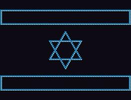 Israeli flag on a dark mournful background. Symbols of Israel based on the Penrose triangle. Monolithic basis of Israeli symbols based on unusual figures with violations of the laws of geometry vector