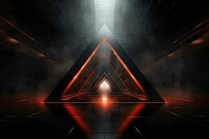 abstract futuristic background, 3d rendering, computer digital image, Futuristic High Tech dark background with a triangle, AI Generated photo