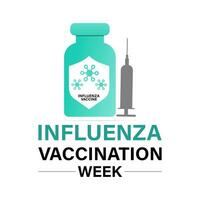 nacional influenza vacunación semana desde diciembre Primero a 7mo.. plano diseño. volantes diseño. fondo, bandera, tarjeta, póster, modelo. vector ilustración