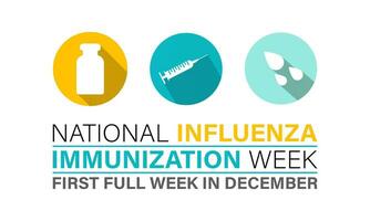 National Influenza Vaccination week from December 1st to 7th.. Flat design. flyer design. Background, banner, card, poster, template. Vector illustration