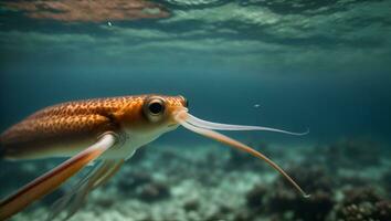 bigfin reef squid swimming in the sea . Ai Generated photo