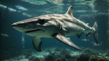 hammerhead shark in the aquarium. Ai Generated photo