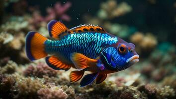 beautiful color mandarin fish colorfull mandarin fish mandarin fish closeup mandarinfish or manda. Ai Generated photo
