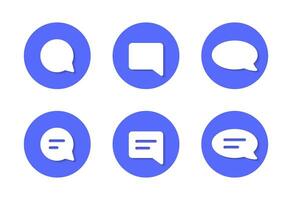 Speech bubble, message, comment icon vector in blue circle. Social media communication element