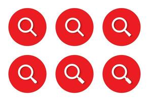 Magnifying glass icon vector in red circle. Search loupe sign symbol