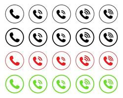 Incoming call icon vector in circle line. Phone receiver, telephone sign symbol