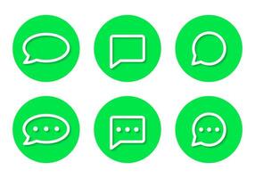 Speech bubble line icon vector in green circle. Chat, message, comment sign symbol