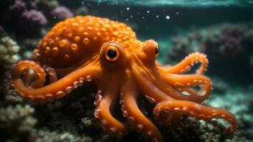 bright orange octopus sea. Ai Generated photo