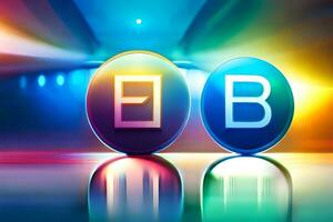 two colorful balls with the letters b and e on them. AI-Generated photo