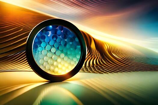 a circular object with a colorful background. AI-Generated photo